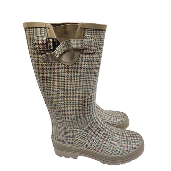 Gardener's Eden Rain Boots Women's Size 10 Plaid Equestrian Riding Tall - Picture 1 of 6